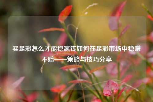 买足彩怎么才能稳赢钱如何在足彩市场中稳赚不赔——策略与技巧分享