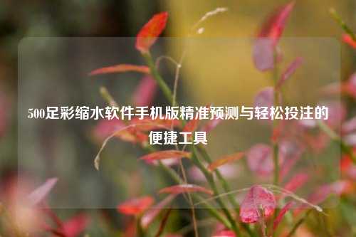 500足彩缩水软件手机版精准预测与轻松投注的便捷工具