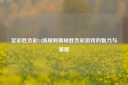 足彩胜负彩14场规则揭秘胜负彩游戏的魅力与策略