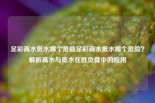 足彩高水低水哪个危险足彩高水低水哪个危险？解析高水与低水在胜负盘中的应用