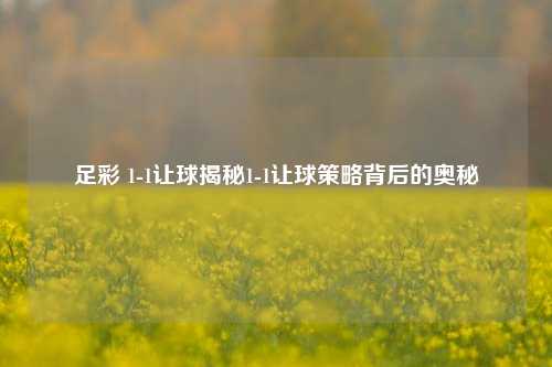 足彩 1-1让球揭秘1-1让球策略背后的奥秘