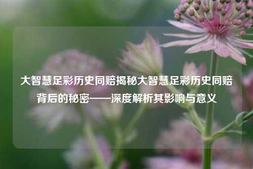 大智慧足彩历史同赔揭秘大智慧足彩历史同赔背后的秘密——深度解析其影响与意义