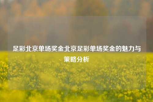 足彩北京单场奖金北京足彩单场奖金的魅力与策略分析