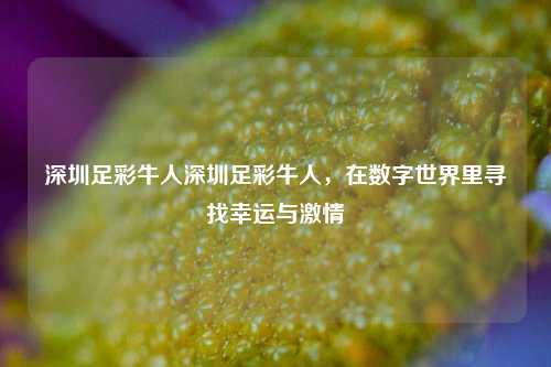 深圳足彩牛人深圳足彩牛人，在数字世界里寻找幸运与激情