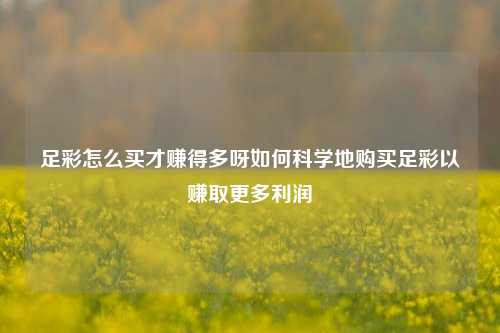 足彩怎么买才赚得多呀如何科学地购买足彩以赚取更多利润