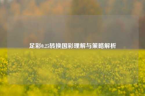 足彩0.25转换国彩理解与策略解析