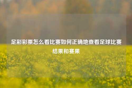 足彩彩票怎么看比赛如何正确地查看足球比赛结果和赛果