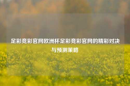 足彩竞彩官网欧洲杯足彩竞彩官网的精彩对决与预测策略
