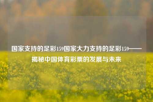 国家支持的足彩159国家大力支持的足彩159——揭秘中国体育彩票的发展与未来