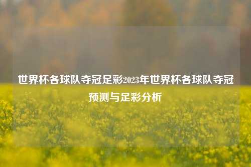 世界杯各球队夺冠足彩2023年世界杯各球队夺冠预测与足彩分析