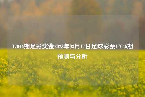 17046期足彩奖金2023年08月17日足球彩票17046期预测与分析
