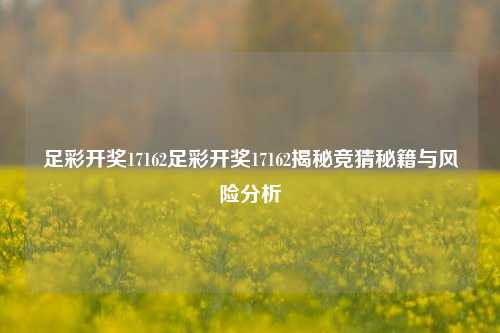 足彩开奖17162足彩开奖17162揭秘竞猜秘籍与风险分析