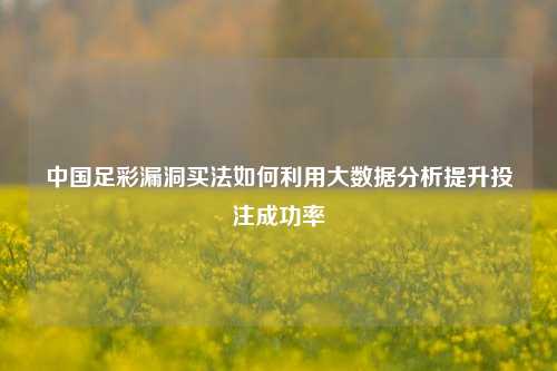 中国足彩漏洞买法如何利用大数据分析提升投注成功率