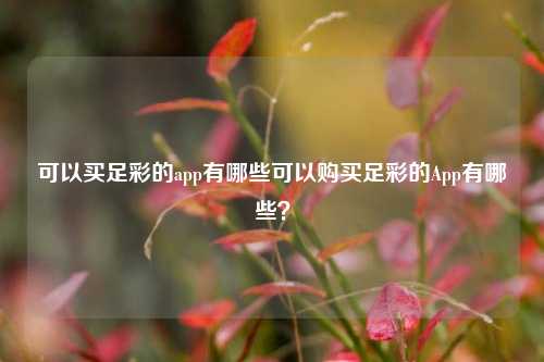 可以买足彩的app有哪些可以购买足彩的App有哪些？