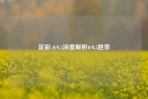 足彩-0/0.5深度解析0/0.5胜率