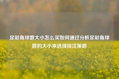 足彩角球数大小怎么买如何通过分析足彩角球数的大小来选择投注策略