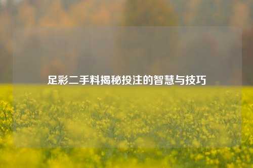 足彩二手料揭秘投注的智慧与技巧
