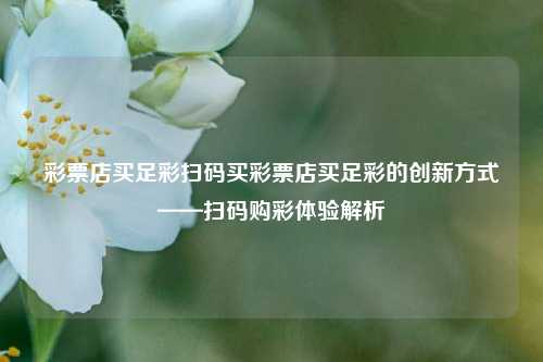 彩票店买足彩扫码买彩票店买足彩的创新方式——扫码购彩体验解析