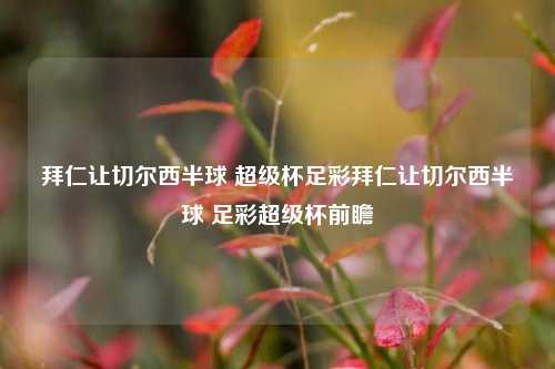 拜仁让切尔西半球 超级杯足彩拜仁让切尔西半球 足彩超级杯前瞻
