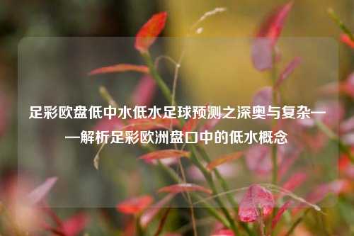 足彩欧盘低中水低水足球预测之深奥与复杂——解析足彩欧洲盘口中的低水概念