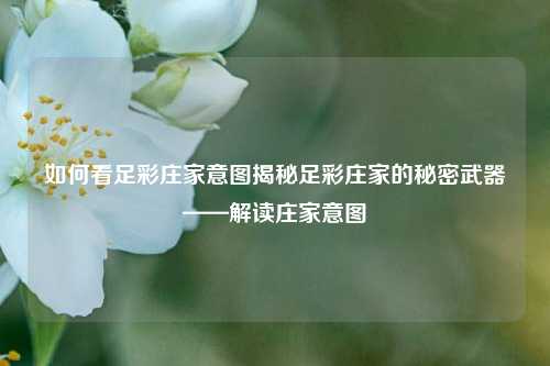 如何看足彩庄家意图揭秘足彩庄家的秘密武器——解读庄家意图