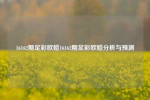 16162期足彩欧赔16162期足彩欧赔分析与预测
