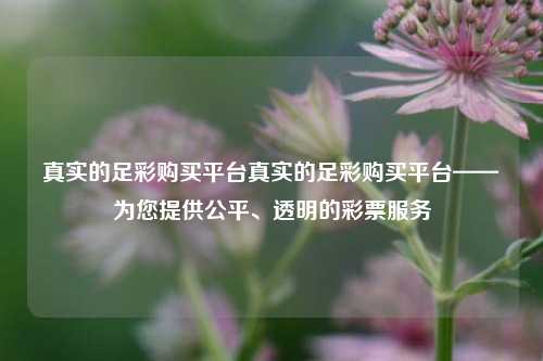 真实的足彩购买平台真实的足彩购买平台——为您提供公平、透明的彩票服务