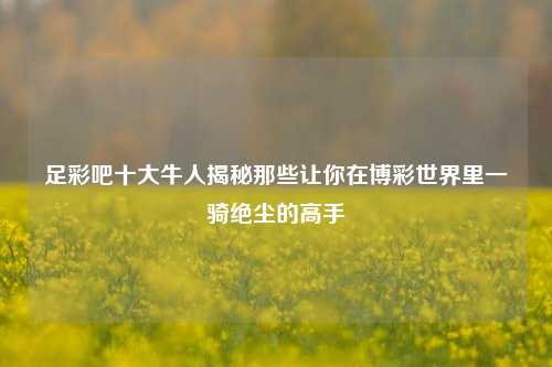 足彩吧十大牛人揭秘那些让你在博彩世界里一骑绝尘的高手
