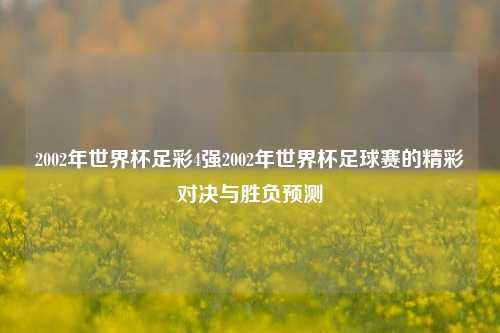 2002年世界杯足彩4强2002年世界杯足球赛的精彩对决与胜负预测