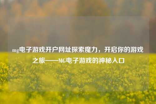 mg电子游戏开户网址探索魔力，开启你的游戏之旅——MG电子游戏的神秘入口