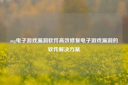mg电子游戏漏洞软件高效修复电子游戏漏洞的软件解决方案