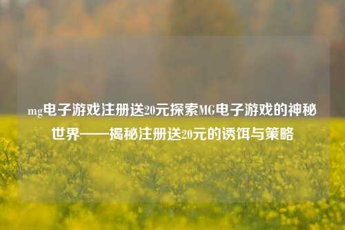 mg电子游戏注册送20元探索MG电子游戏的神秘世界——揭秘注册送20元的诱饵与策略