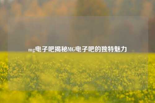 mg电子吧揭秘MG电子吧的独特魅力