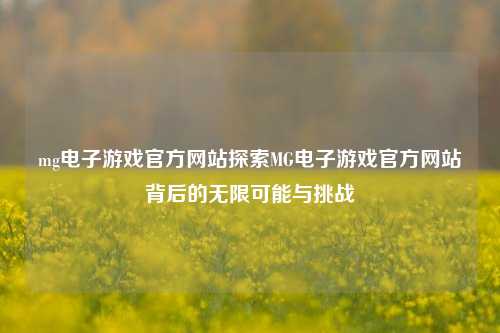 mg电子游戏官方网站探索MG电子游戏官方网站背后的无限可能与挑战