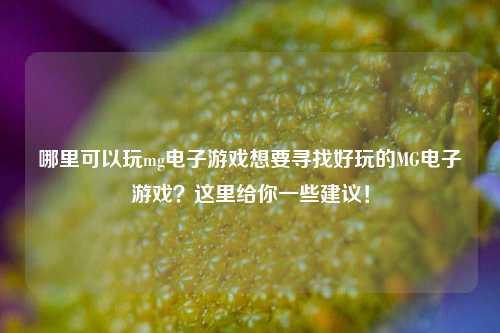 哪里可以玩mg电子游戏想要寻找好玩的MG电子游戏？这里给你一些建议！