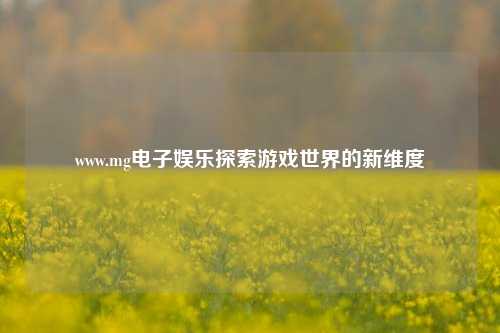 www.mg电子娱乐探索游戏世界的新维度