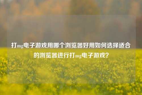 打mg电子游戏用哪个浏览器好用如何选择适合的浏览器进行打mg电子游戏？