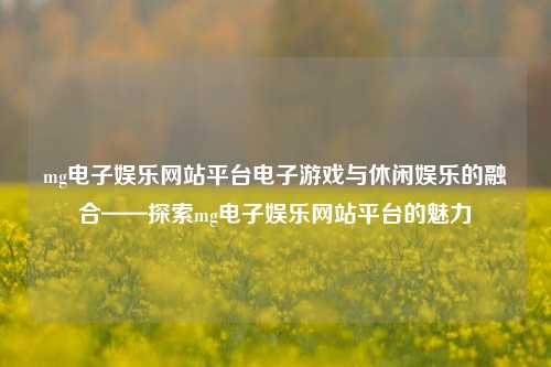mg电子娱乐网站平台电子游戏与休闲娱乐的融合——探索mg电子娱乐网站平台的魅力
