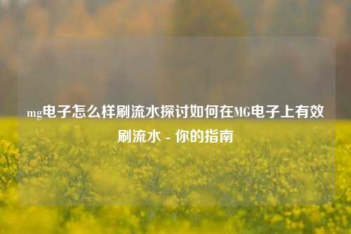 mg电子怎么样刷流水探讨如何在MG电子上有效刷流水 - 你的指南