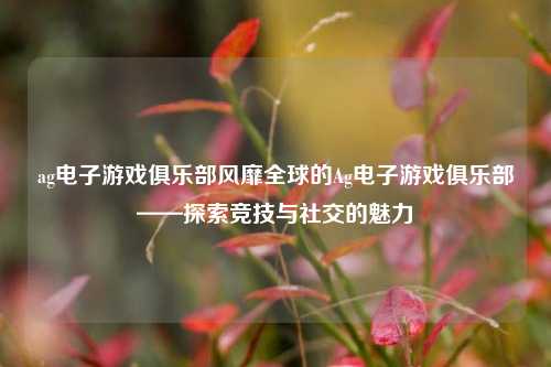 ag电子游戏俱乐部风靡全球的Ag电子游戏俱乐部——探索竞技与社交的魅力