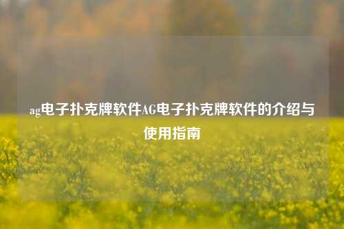 ag电子扑克牌软件AG电子扑克牌软件的介绍与使用指南
