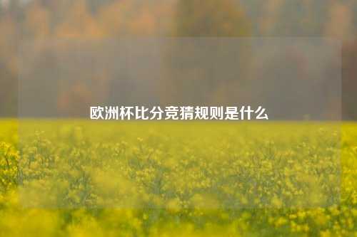 欧洲杯比分竞猜规则是什么