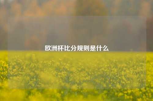 欧洲杯比分规则是什么