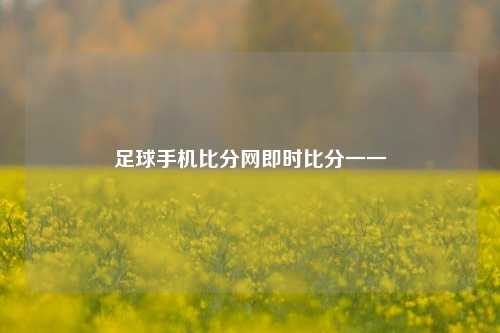 足球手机比分网即时比分一一